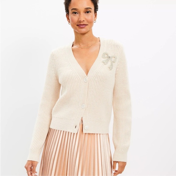 LOFT Sweaters - LOFT Bow Cardigan